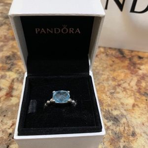 Pandora Blue Topaz ring size 50